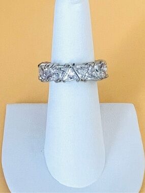 Infinity ring silver plated, shiny large clear CZ
